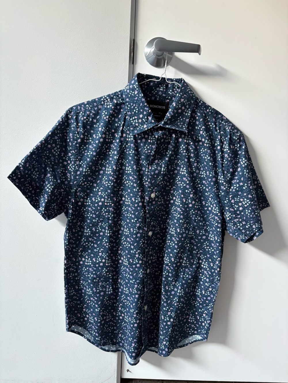 Bonobos Navy Short-Sleeve Floral Button-Up Shirt